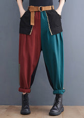 Streetwear Colorblock Taschen Patchwork Baumwoll-Denim Harm Pants